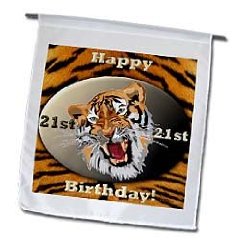 Tiger Happy 21st Birthday - 12 X 18 Inch Garden Flag