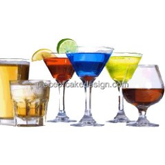 1/4 Sheet Alcohol Variation Mixed Drinks 21st Birthday Edible Image Cake/Cupcake Topper!!!