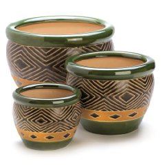 Gifts & Decor Ceramic Jade Garden Planters Flower Plant Pot Set 3-Piece